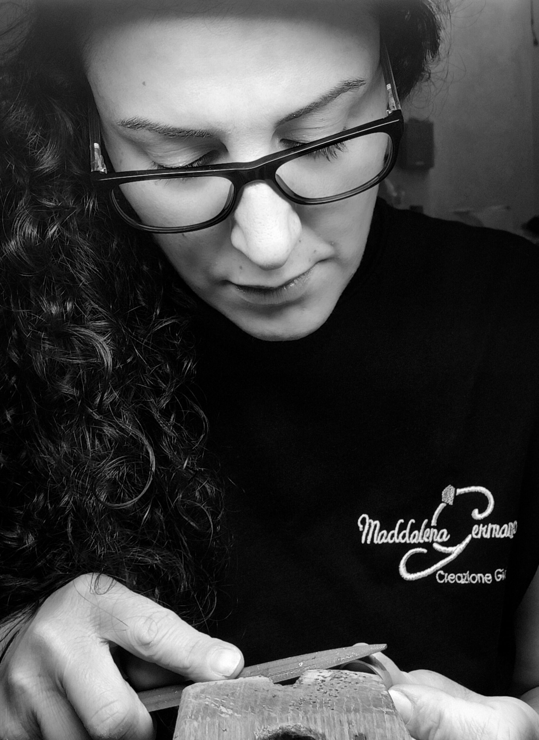 Maddalena Germano nel suo atelier